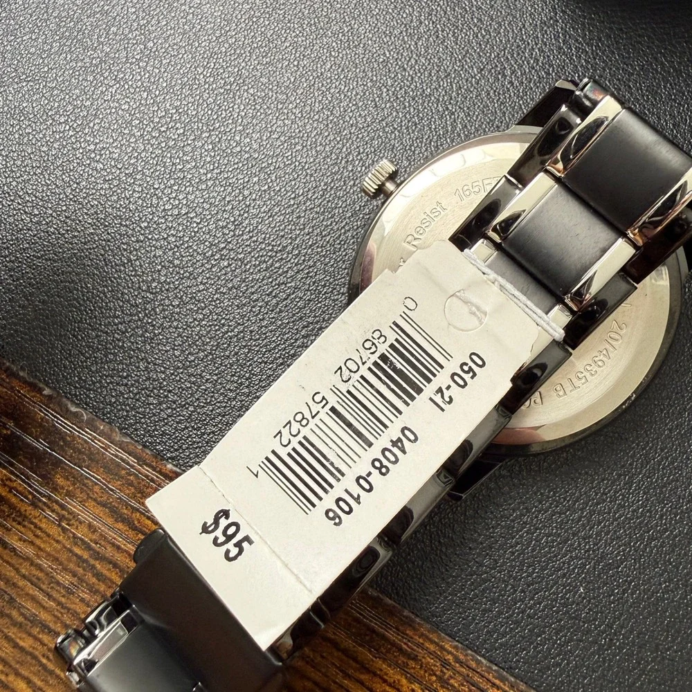 MSRP $95 Armitron Mens 20/4935TB Day/Date Black/Silver‎ Tone Bracelet Watc